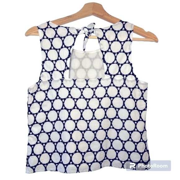 Banana Republic Eyelet Bow-back Tank Top Black White XS Petite - Picture 4 of 9